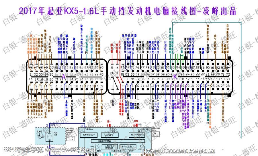 2017年起亚KX5-1.6L手动挡发动机电脑接线图